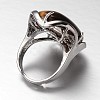 Adjustable Oval Brass Gemstone Wide Band Rings RJEW-L062-03J-3