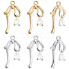 12Pcs 2 Colors Brass Micro Pave Clear Cubic Zirconia Pendants KK-BBC0015-64-1