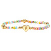 Summer Stainless Steel Heart Alphabet Colorful Glass Seed Beaded Stretch Bracelets for Women JV8929-42-1