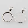 Tibetan Style Alloy Flat Round Pendant Cabochon Settings TIBEP-M022-12AS-2