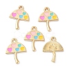 Umbrella with Heart Alloy Enamel Pendants ENAM-B044-02G-1