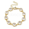 Square Brass Pave Cubic Zirconia Link Chain Bracelets for Women BJEW-P385-08G-03-1