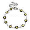 304 Stainless Steel Flower Link Chain Bracelets with Enamel BJEW-E088-02P-2