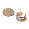 Glass Seed Beaded Evil Eye Open Cuff Rings RJEW-MZ00007-2