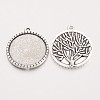 Tibetan Style Flat Round Alloy Pendant Cabochon Settings TIBEP-Q049-19AS-RS-1