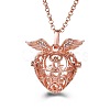 Rose Gold Angel Wing Alloy Cage Pendant Necklaces MF5762-10-1