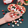 140Pcs 7 Styles Painted Natural Wood European Beads WOOD-TA0001-65-7