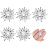 6PCS Brass Micro Pave Clear Cubic Zirconia Buttons KK-FG0001-26B-1