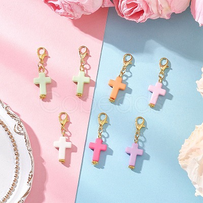 Acrylic Cross Pendant Decorations HJEW-JM03778-01-1