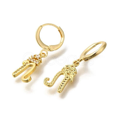 Brass Clear Cubic Zirconia Hoop Earrings EJEW-M045-01N-1