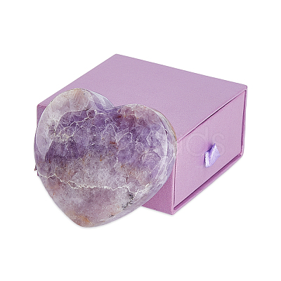 1Pc Natural Amethyst Heart Display Decoration DJEW-FH0001-46-1