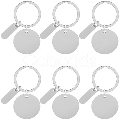 20Pcs 201 Stainless Steel Blank Pendant Keychain KEYC-SC0001-62D-1