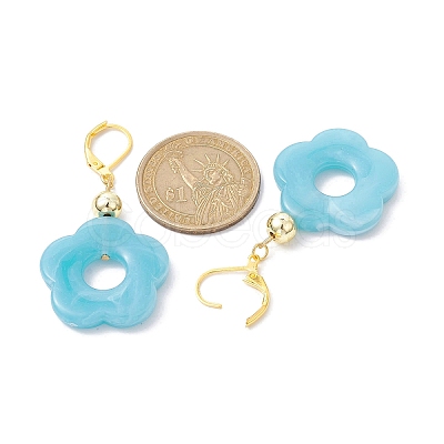 Acrylic Flower Dangle Leverback Earrings EJEW-JE05625-01-1