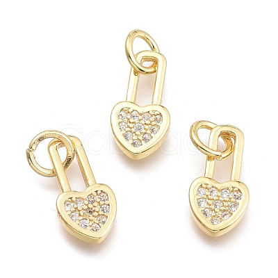 Brass Micro Pave Cubic Zirconia Pendants KK-P187-07G-1