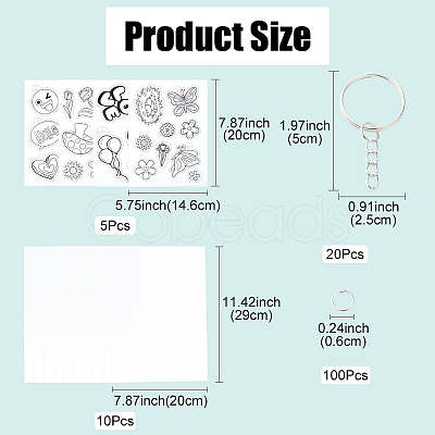 DIY Plastic Heat Shrink Film Paper & Iron Keychain Kits DIY-YW0009-30-1
