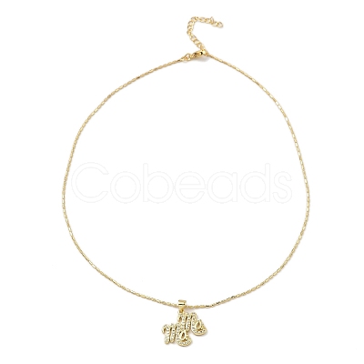 Golden Plated Brass Micro Pave Cubic Zirconia Pendant Necklaces LS-NJEW-L178-02G-01-1