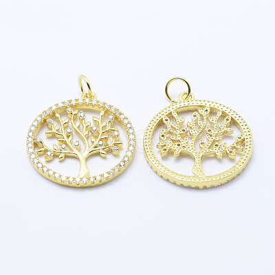 Brass Micro Pave Cubic Zirconia Pendants KK-P133-05G-NR-1