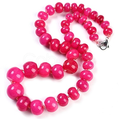Dyed Natural Rhodonite Rondelle Graduated Beaded Necklaces for Women Men NJEW-K388-02B-1
