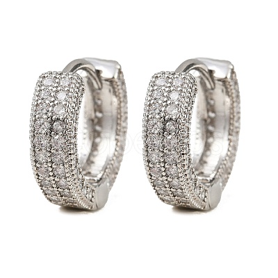Brass Micro Pave Clear Cubic Zirconia Hoop Earrings EJEW-S277-09P-A-1