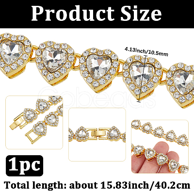 1Pc Heart Zinc Alloy Crystal Rhinestone Cup Chain Tennis Necklaces for Women NJEW-SP0001-06G-1