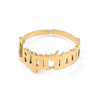 Ion Plating(IP) 304 Stainless Steel Constellation Open Cuff Ring for Women RJEW-C097-01G-04-1