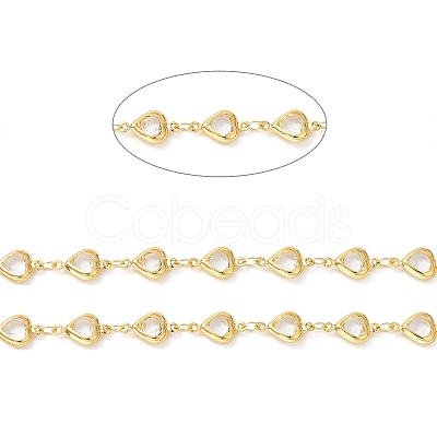 Heart Handmade Brass Glass Link Chains CHC-M024-04G-03-1