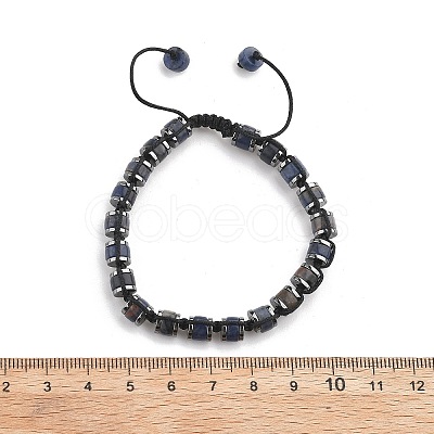 Adjustable Natural Sodalite and Non-magnetic Synthetic Hematite Braided Bead Bracelets BJEW-Z090-01C-1