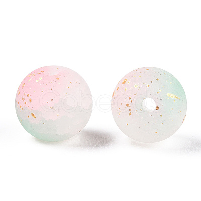 Frosted Baking Paint Crackle Glass Beads with Glitter Powder X1-DGLA-T004-6mm-01F-1