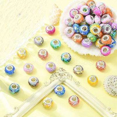 100Pcs 10 Colors Opaque Resin European Beads RPDL-CJ0001-07-1