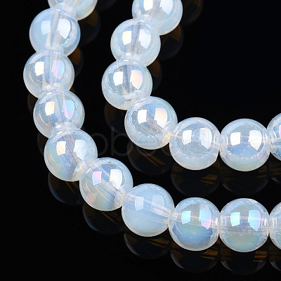 Electroplate Imitation Jade Glass Beads Strands GLAA-T032-J4mm-AB02-1