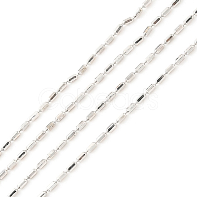 Anti-Tarnish Rhodium Plated 925 Sterling Silver Oval Ball Chains STER-F052-02P-1