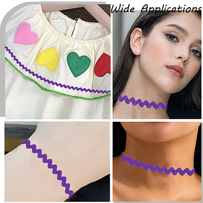 4 Cards 2 Styles Polyester Wavy Fringe Trim Ribbon DIY-GF0009-48F-1