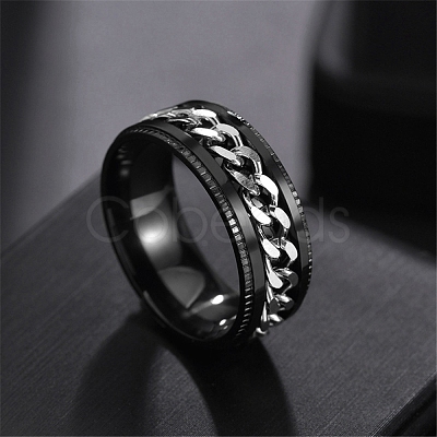 Non-Tarnish Stainless Steel Chains Rotating Finger Ring LS-PW-WG67706-04-1