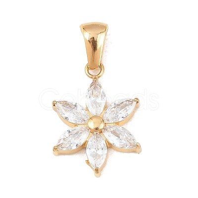 316 Surgical Stainless Steel & Clear Cubic Zirconia Pendants STAS-A137-01A-G-1