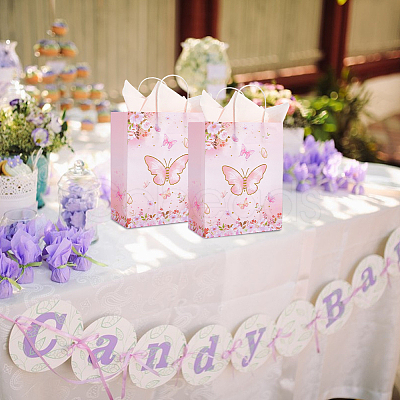 12Pcs 2 Colors Butterfly Print Paper Packaging Bags ABAG-BBC0001-29B-1