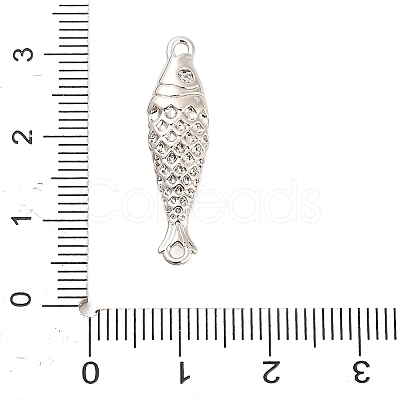 Brass Micro Pave Clear Cubic Zirconia Fish Connector Charms KK-H527-37P-1