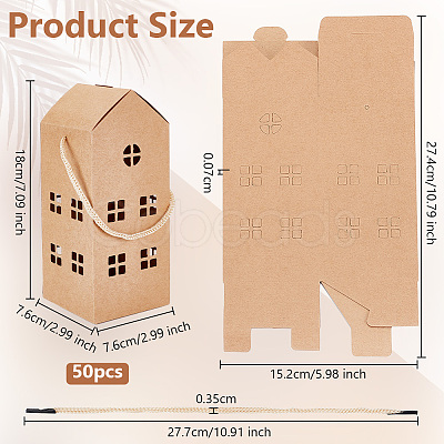 House Shaped Kraft Paper Candy Totes CON-WH0105-01-1