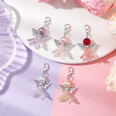 Angel Acrylic & Glass Pearl Pendant Decorations X1-HJEW-JM02364-02-1