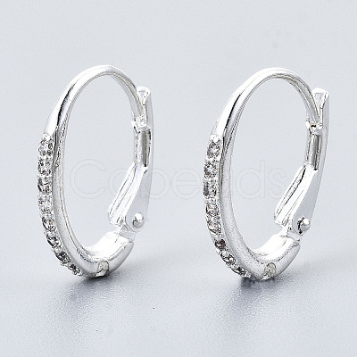 Brass Cubic Zirconia Leverback Earring Findings KK-S340-39S-1