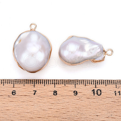 Electroplated Natural Keshi Pearl Pendants PEAR-S019-05D-02-1