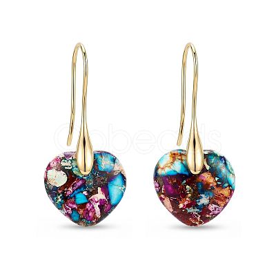 Brass & Imperial Jasper Dangle Earrings WGB0E66-03-1