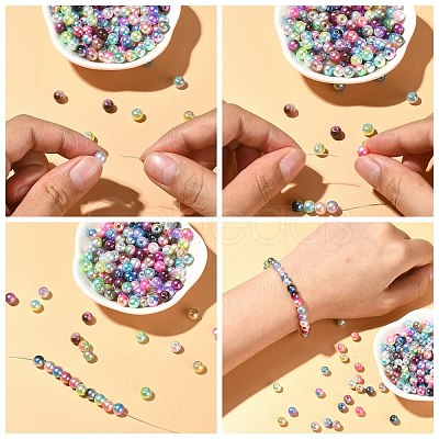 Rainbow ABS Plastic Imitation Pearl Beads OACR-CJ0001-02-1