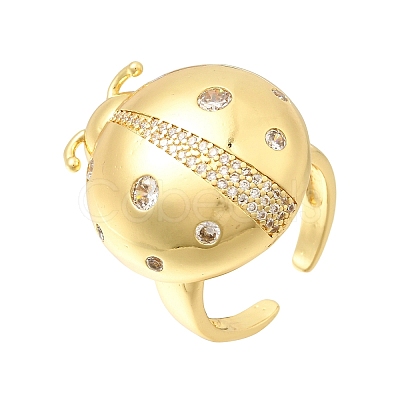 Brass Micro Pave Cubic Zirconia Cuff Open Rings RJEW-D346-01G-02-1