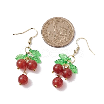 Natural Carnelian Grapes Dangle Earrings EJEW-JE05689-01-1