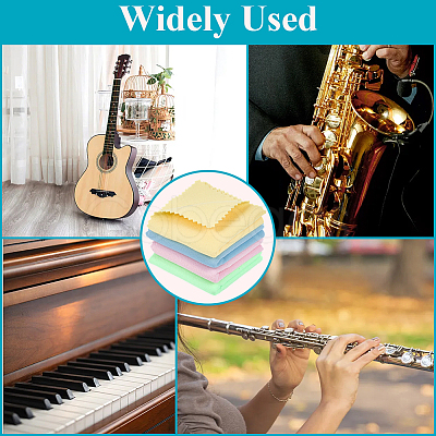 8Pcs 4 Colors Microfiber Musical Instrument Pipe Cleaning Cloth AJEW-CN0004-28-1