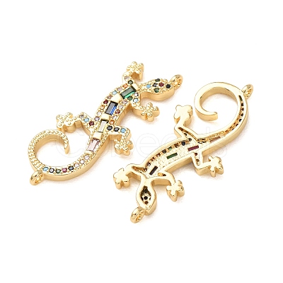 Brass Pave Colorful Cubic Zirconia Connector Charms CU-CBA4579-09G-B-1