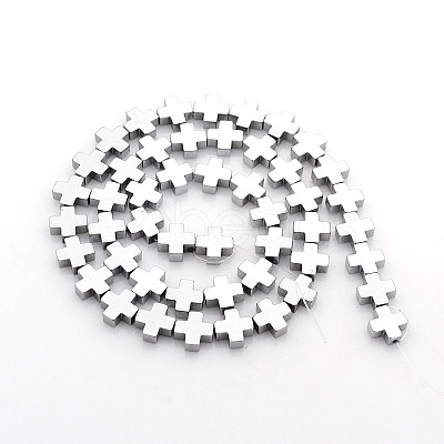 Greek Cross Electroplate Non-magnetic Synthetic Hematite Beads Strands G-P046-06A-1