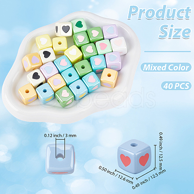 40Pcs Opaque Acrylic Enamel Beads OACR-PA0001-92-1