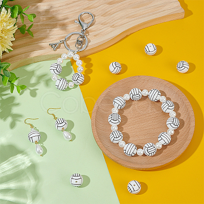 40Pcs Printed Round Silicone Focal Beads SIL-OC0001-24D-1
