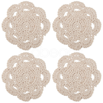 Handmade Cotton Lace Cup Coasters AJEW-GF0008-84A-1